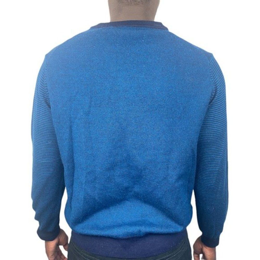 Simons Men's Blue Knit Italian Merino Wool Blend V Neck Long Sleeve Sweater US S - Picture 2 of 8